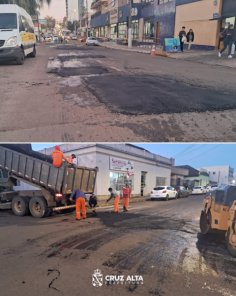 CRUZ ALTA> OperaçãoTapa-Buracos avança em ruas de maior circulação