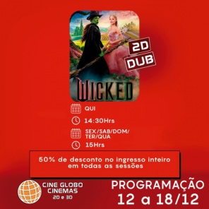 DOMINGO: Confira a programação de filmes  no Cine Globo de Cruz Alta