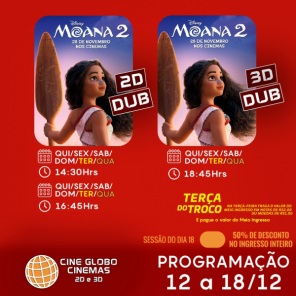 DOMINGO: Confira a programação de filmes  no Cine Globo de Cruz Alta