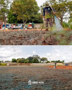 Complexo da Grande Boa Parada recebe novo gramado em Cruz Alta