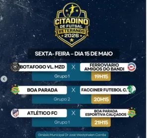 Citadino de Futsal Veteranos tem rodada nesta sexta-feira em Cruz Alta