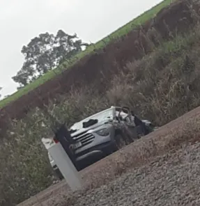 Motorista fica ferido em colisão entre caminhonetes na RSC-377, em Cruz Alta