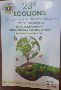 DIA 25 DE OUTUBRO>23ª edição da campanha Ecolions será realizada em Cruz Alta