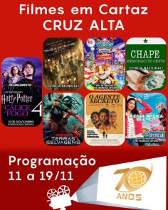 DOMINGO: Confira a programação de filmes  no Cine Globo de Cruz Alta