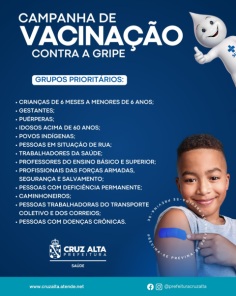 Cruz Alta amplia horários e locais para vacinação contra a gripe