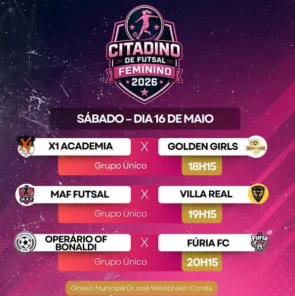 Citadino de Futsal Feminino agita o Ginásio Municipal neste sábado
