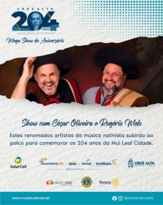 CRUZ ALTA 204 ANOS> Grande Festa de aniversário é hoje no Ginásio Municipal