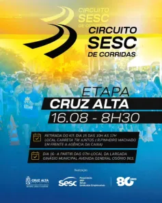 Circuito Sesc de Corridas acontece neste domingo em Cruz Alta