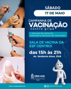 Vacinação contra a gripe terá ação especial na ESF Centro neste sábado