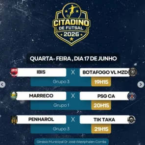 FUTSAL NO GINÁSIO> Citadino de Futsal terá três partidas nesta quarta-feira
