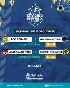 Citadino de Futebol tem rodada hoje em três campos de Cruz Alta