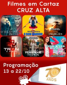 CINEMA: Confira os filmes em Cartaz neste sábado em Cruz Alta