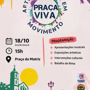 Praça Viva reúne arte, música e cidadania neste domingo em Cruz Alta