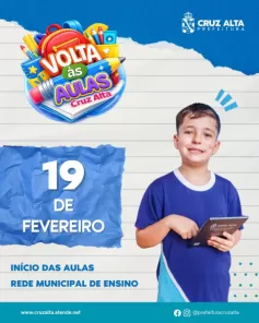 HOJE> Mais de 5.000 alunos da rede municipal voltam às aulas em Cruz Alta