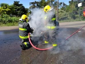 Veículo pega fogo na BR 158 em Cruz Alta