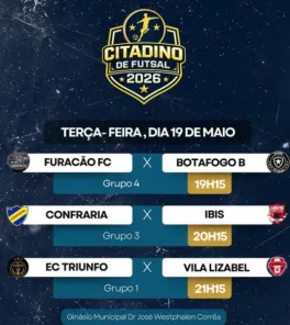 Citadino de Futsal 2026 tem três jogos nesta terça-feira em Cruz Alta