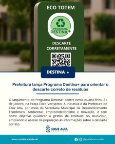 Prefeitura lança Programa Destina+ para orientar o descarte correto de resíduo