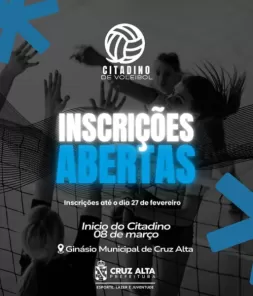 Inscrições abertas para o Citadino de Voleibol 2026 em Cruz Alta 