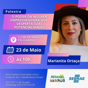 PEJUÇARA> Marianita Ortaça estará no Clube Recreativo Pejuçarense na quinta