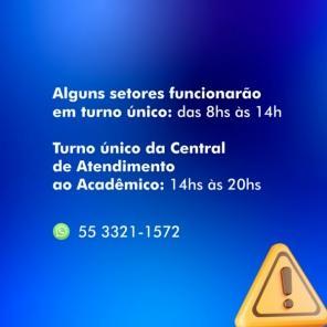 Unicruz entra em recesso das aulas e central de atendimento em turno único