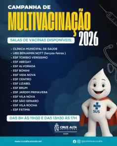 Dia D da Multivacinação será realizado neste sábado em Cruz Alta