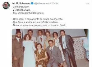 Mãe do presidente Jair Bolsonaro morre aos 94 anos