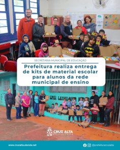 PRIMEIRAS ESCOLAS>Alunos da rede municipal recebem kits escolares em Cruz Alta