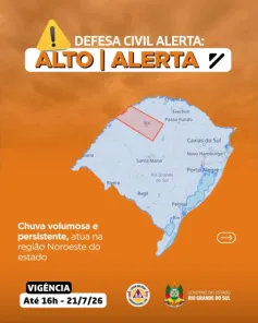 Defesa Civil emite alerta para chuva intensa; Cruz Alta está em área de risco