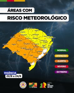 Final da semana terá temporais com rajadas de vento, granizo e chuva intensa
