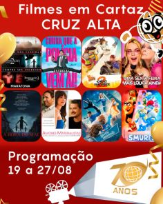 CINEMA: Confira os filmes em Cartaz neste sábado em Cruz Alta
