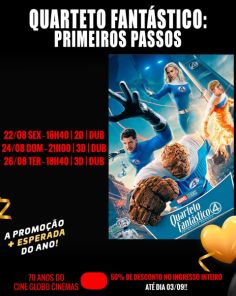 DOMINGO: Confira a programação de filmes  no Cine Globo de Cruz Alta