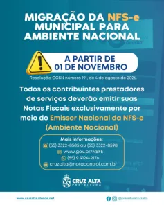 Cruz Alta terá mudança na emissão de notas fiscais de serviços