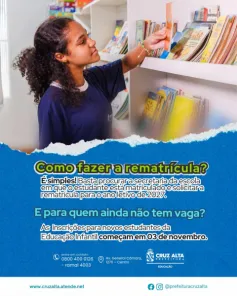 Rematrículas da rede municipal de Cruz Alta começam nesta quarta-feira