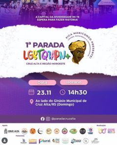 Cruz Alta se prepara para a 1ª Parada LGBTQIAPN+ no domingo