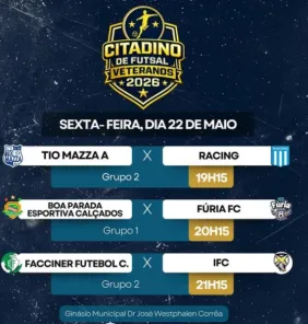 Citadino Veteranos 2026 tem três partidas na noite desta sexta-feira