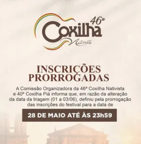 Inscrições para a 46ª Coxilha Nativista são prorrogadas até 28 de maio
