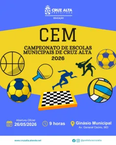 Campeonato de Escolas Municipais de Cruz Alta terá abertura na próxima terça