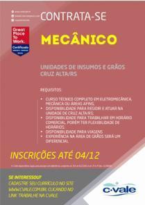 CVALE divulga vagas de trabalho para Cruz Alta e Júlio de Castilhos