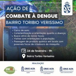 Sábado será de ações de combate à dengue no bairro Toribio Verissimo