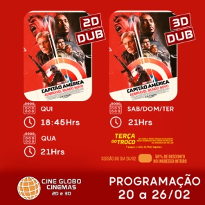 DOMINGO: Confira a programação de filmes  no Cine Globo de Cruz Alta