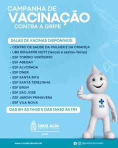 37,64%> Cruz Alta tem baixa adesão à vacina da gripe entre grupos prioritários
