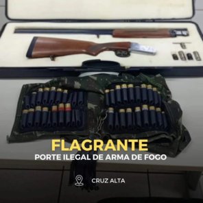 Homem é preso com espingarda e munições durante barreira da BM em Cruz Alta