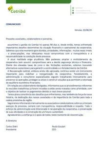 Em nota oficial, Cotribá detalha desafios e ações de reestruturação