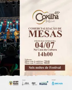 Venda de mesas para a 46ª Coxilha Nativista começa em 4 de julho