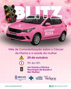  Blitz Outubro Rosa irá mobilizar Cruz Alta pela saúde da mulher