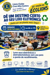 HOJE> Lions Clube recolhe eletrônicos e eletrodomésticos no módulo da Cuia