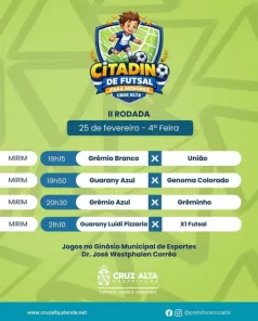 NESTA QUARTA: Ginásio Municipal recebe segunda rodada do Citadino para Menores