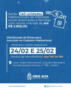 Prefeitura inicia hoje retirada complementar de fichas para casas populares
