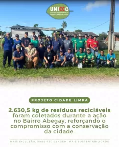 Unicca recolhe mais de 2,6 toneladas de recicláveis durante mutirão