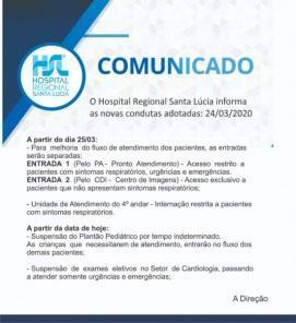Confira o Comunicado divulgado a imprensa pelo HSL nesta terça-feira (24)